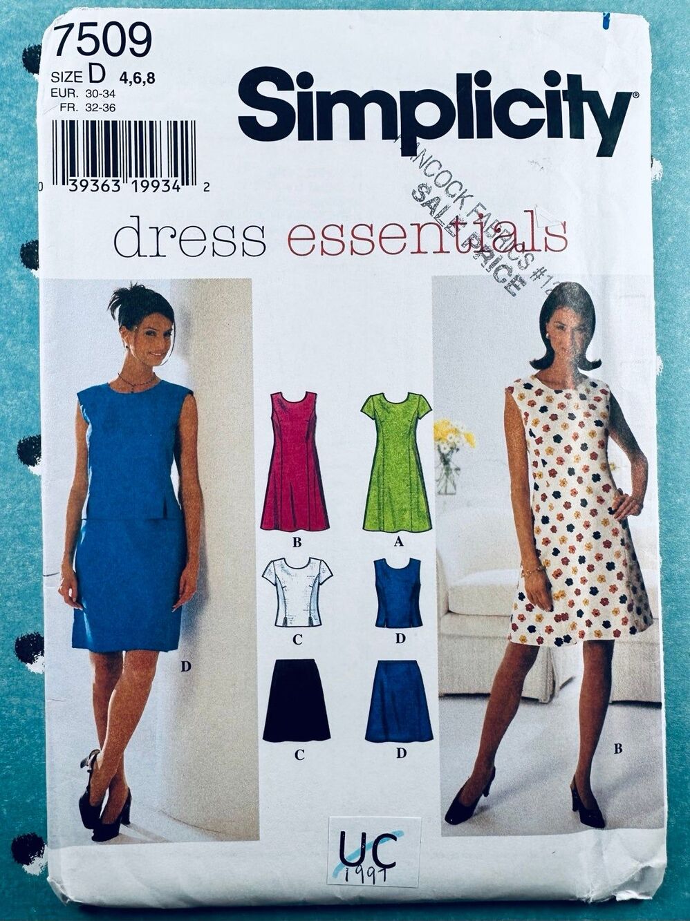 Simplicity 7509 Sz 4-8 A-Line Dress Skirt Top Princess Seams Cap Sleeves Pattern